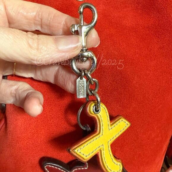 BIG VINTAGE COACH KOI & X CHARM VHTF VIBRANT STACKED LEATHER STUDS GLITTER VGUC - Picture 14 of 16